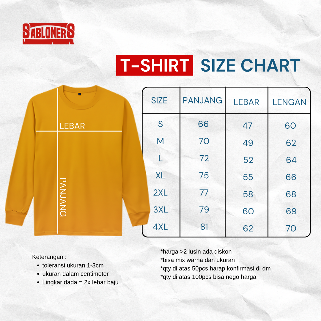 Kaos Polos Panjang Dewasa Rib 100% Cotton Combed 30s - Gambar 3